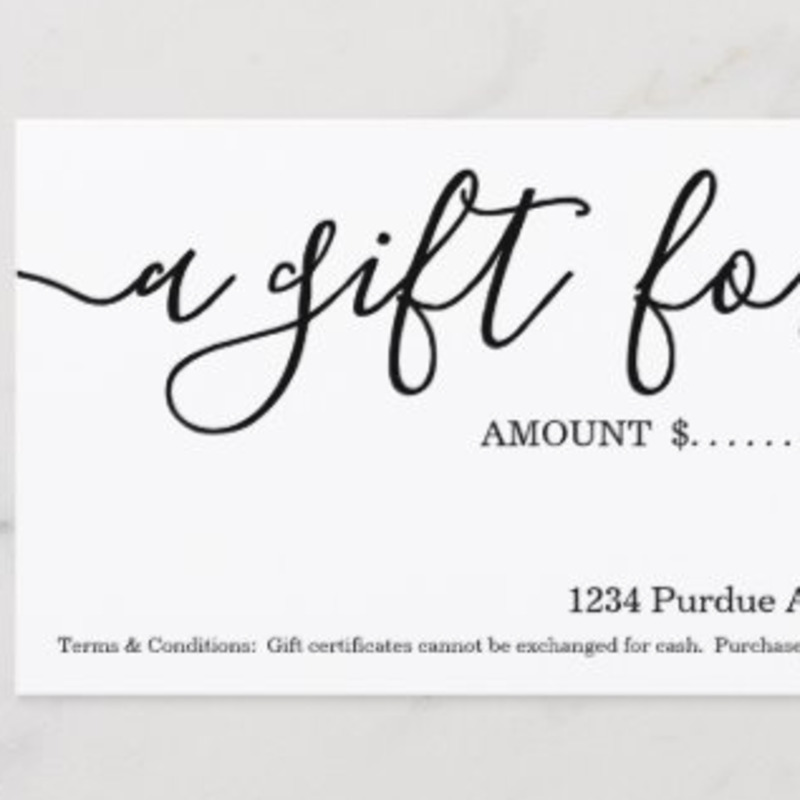 1 Sided Black and White Gift Certificate