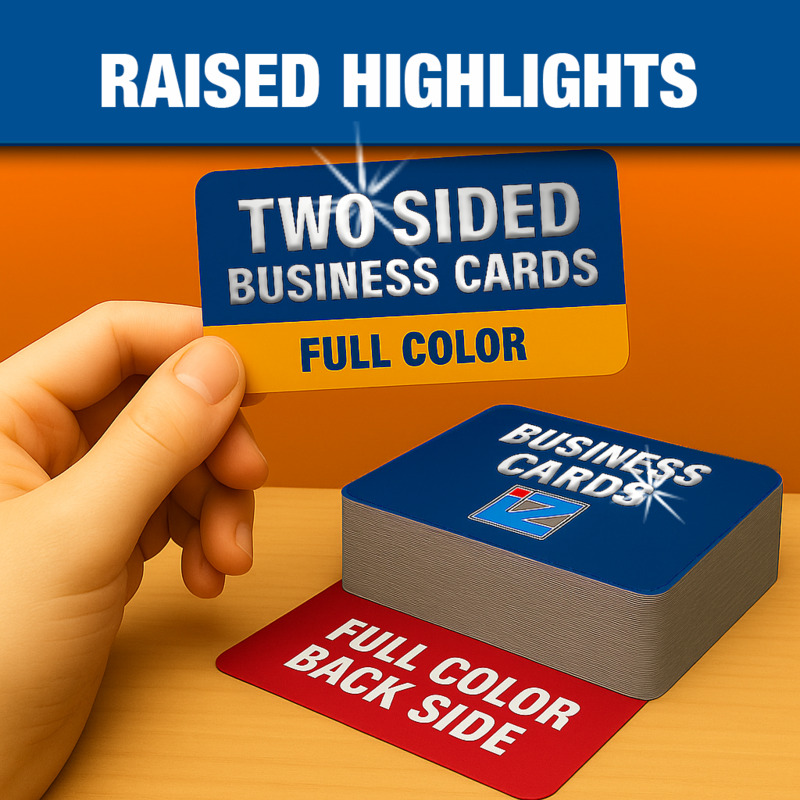 500 Raised UV Cards 2 Sided