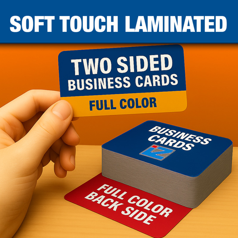Soft Touch Coated 2-Sided Business Cards - Laminated on Both Sides