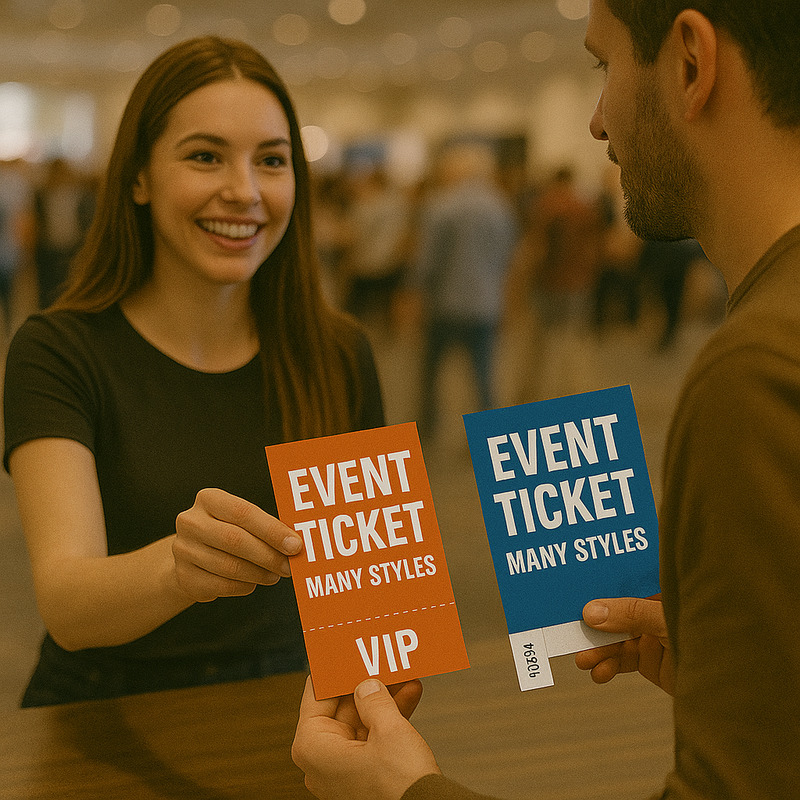 Event tickets with custom design and perforated edges