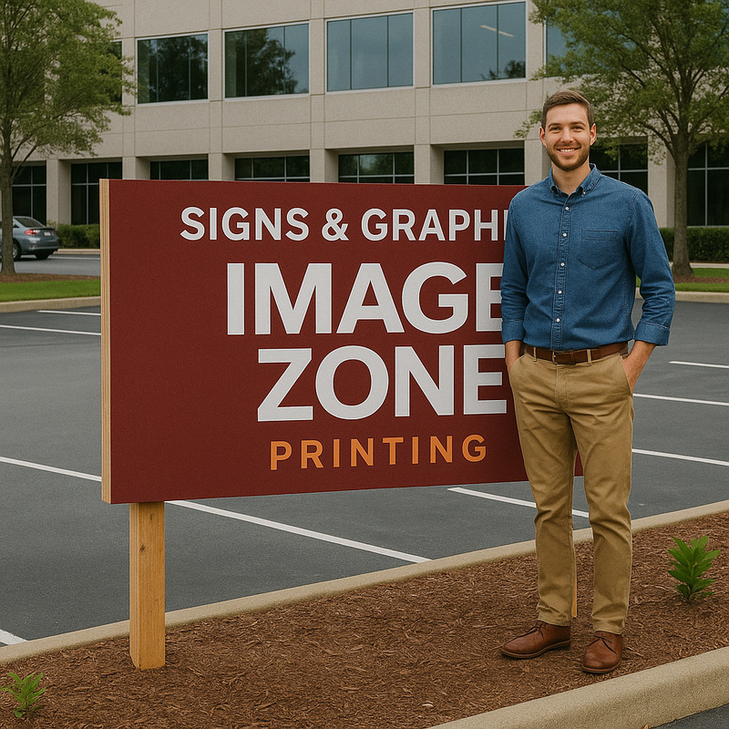 Wood sign with engraved or printed business name