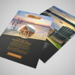 Stack of colorful printed flyers promoting local business or event