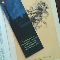 Stack of custom bookmarks with colorful designs and branding